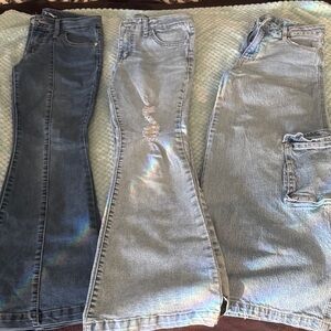 Art Class Kids Blue and Light Blue Jeans Trio bundle size 14 flare and wide leg